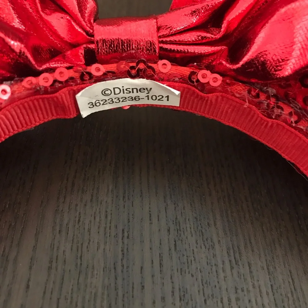 Disney Valentines Day Red Sequins Minnie Mouse Ears - Picture 2 of 6